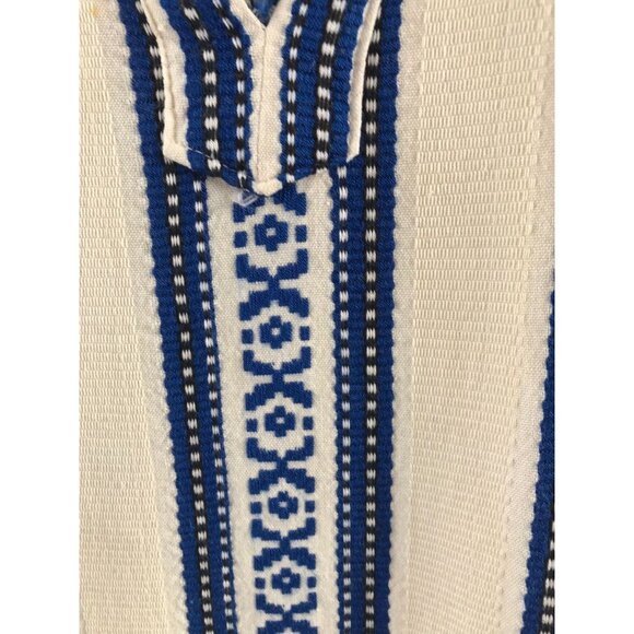 Vtg 1970's Maxi Kaftan Dress ALEX CONDARINIS Blue White Vertical Striped - Picture 8 of 10